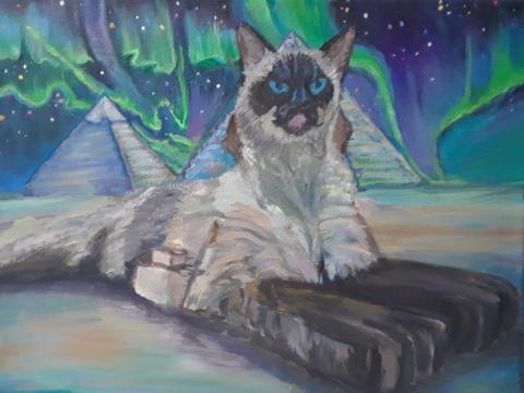 Cosmic Cat — fantasy & animals painting by Tom Goetz