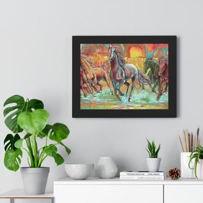 Stampede at Sunset framed poster by Tom Goetz