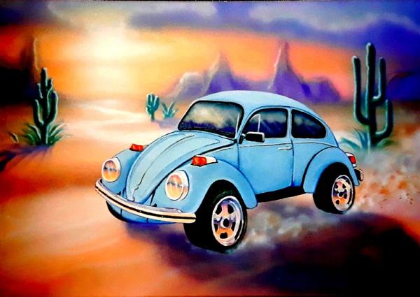 Desert Cruiser — nostalgia painting by Tom Goetz
