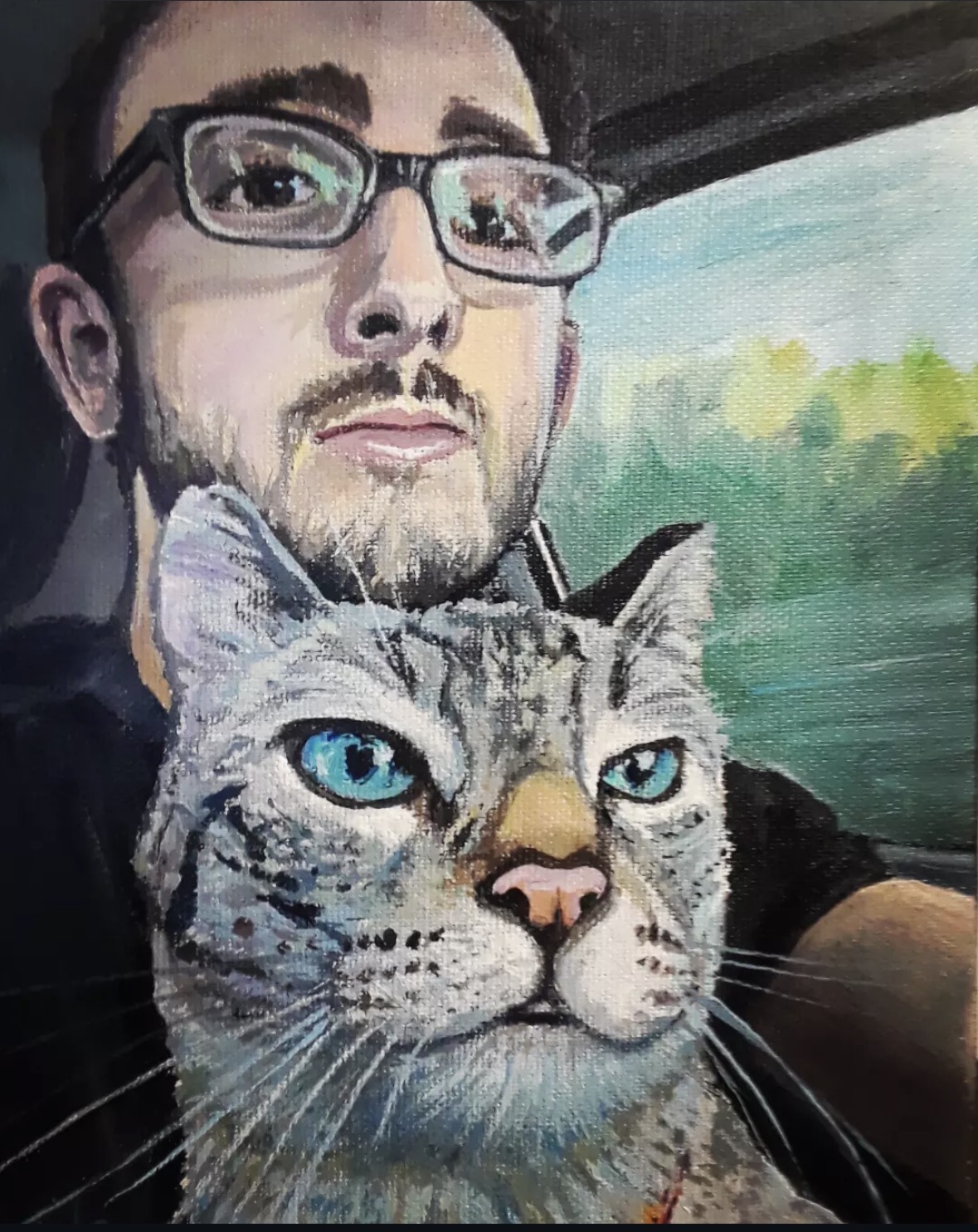Custom owner and pet portrait