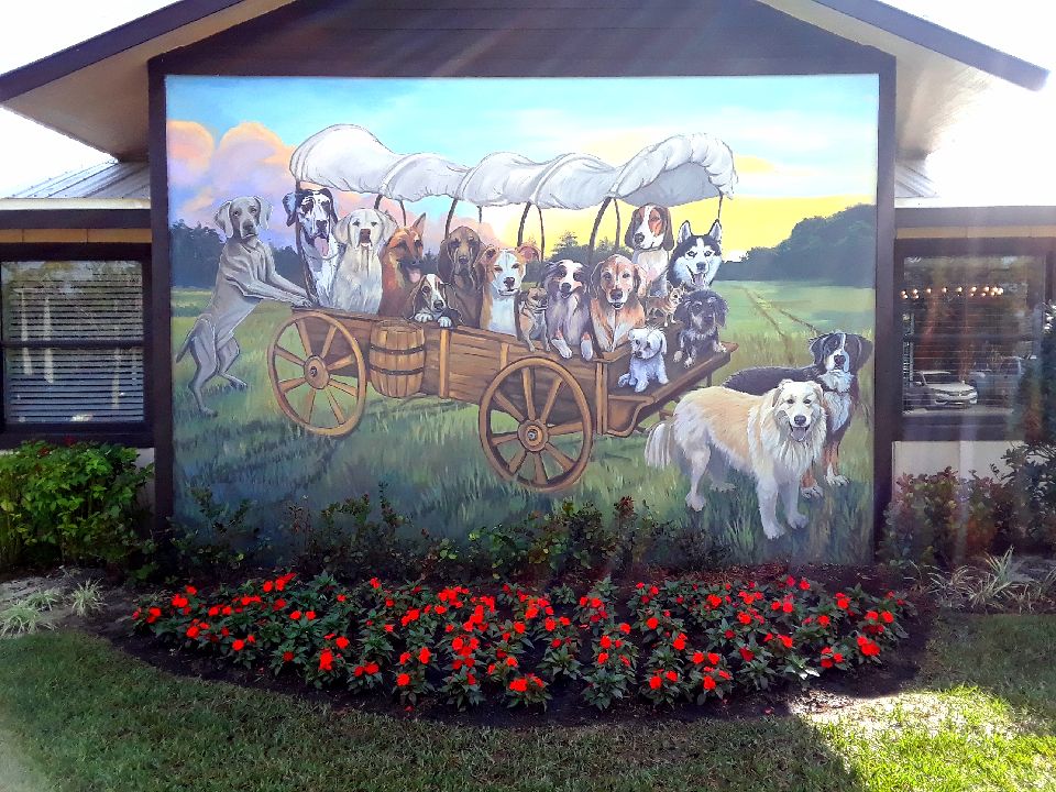 Big Dog Ranch wagon mural